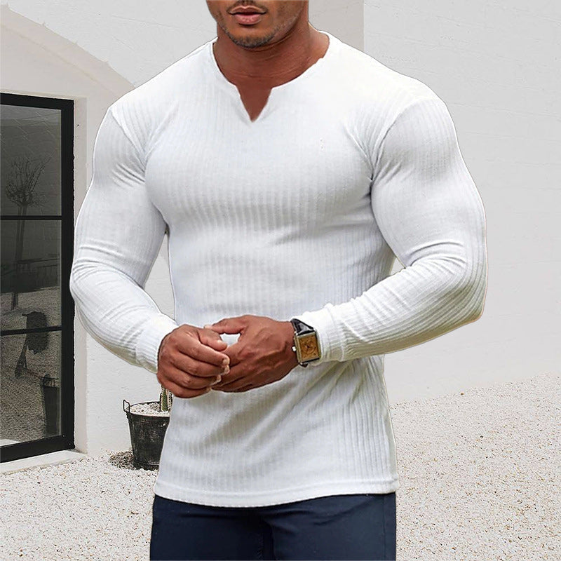 Men's V-Neck Basic Solid Color Shirt