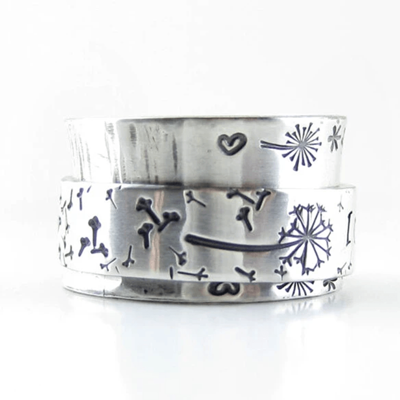 "I Am Enough" Silver Dandelion Ring