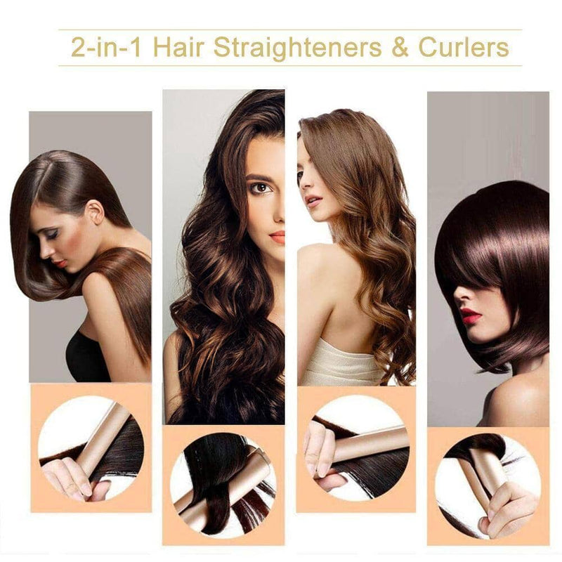 2-in-1 Hair Straightener Spiral Wave Curler