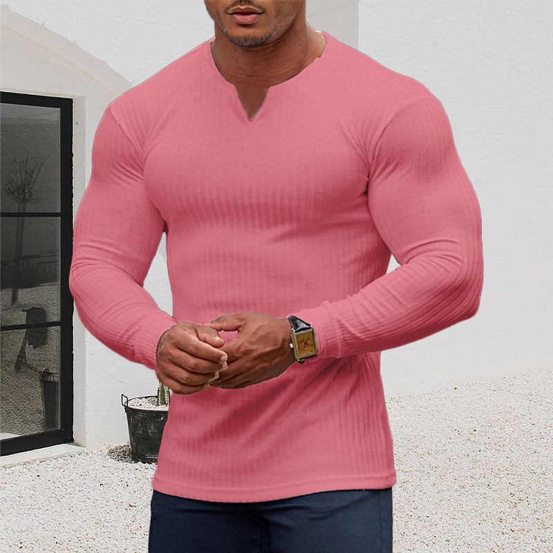 Men's V-Neck Basic Solid Color Shirt