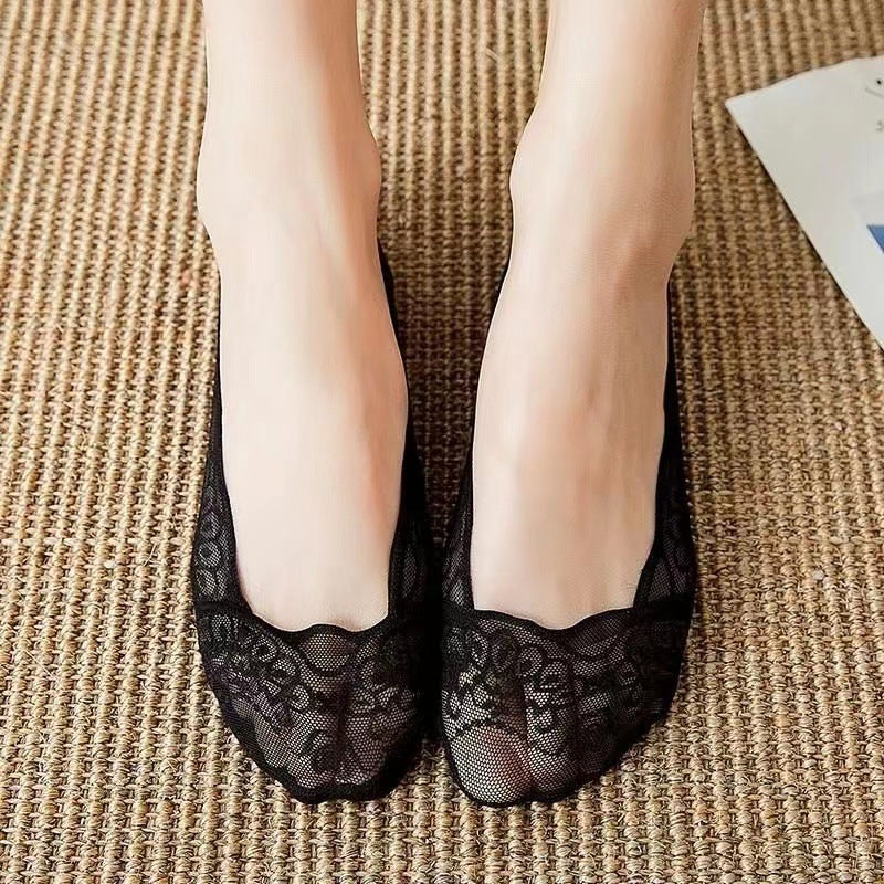 【3 Pairs】Lace No Show Liner Socks for Women