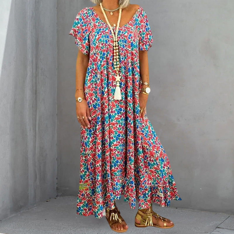Loose Long Printed Bohemian Dress