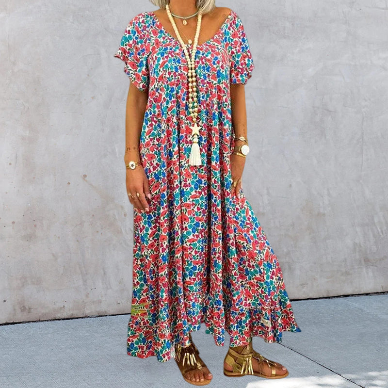 Loose Long Printed Bohemian Dress