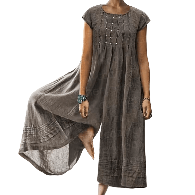 Casual Solid Color Short-Sleeved Jumpsuit