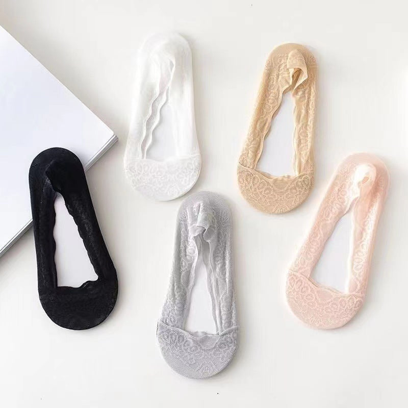 【3 Pairs】Lace No Show Liner Socks for Women