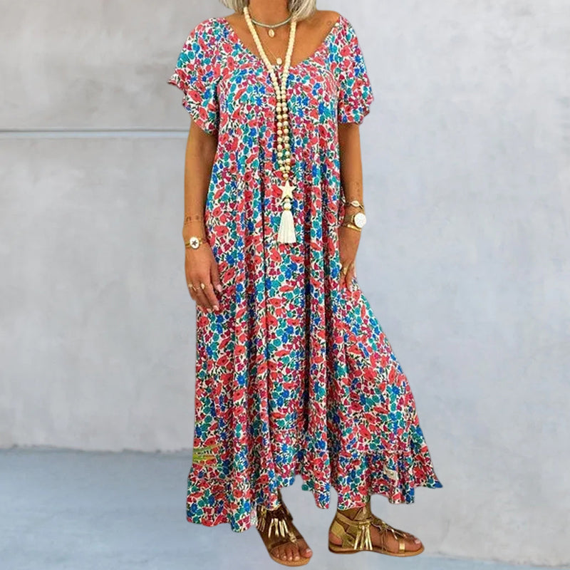 Loose Long Printed Bohemian Dress
