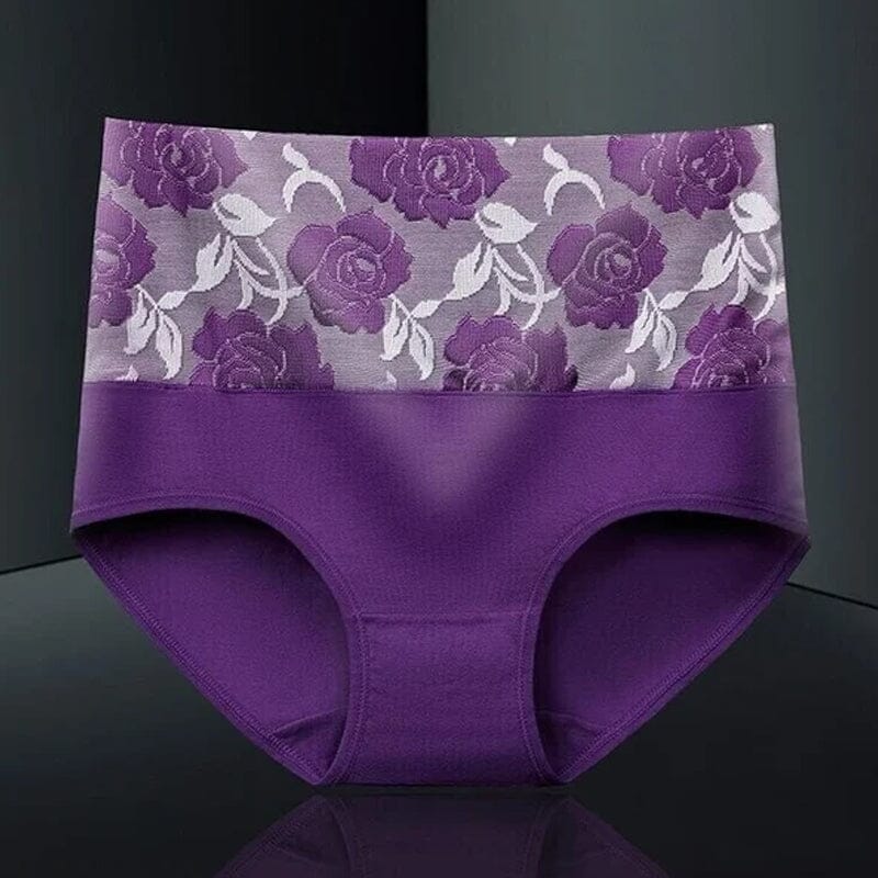 High Waist Cotton Print Flower Briefs