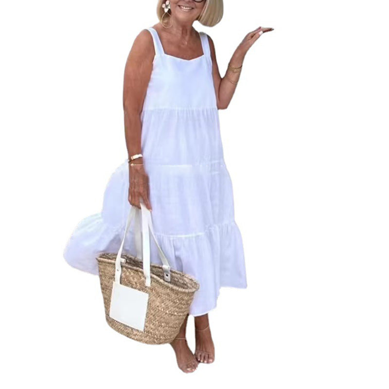 Slip-Kleid in Volltonfarbe und ärmellos