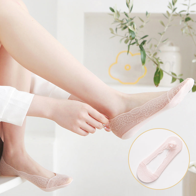 【3 Pairs】Lace No Show Liner Socks for Women