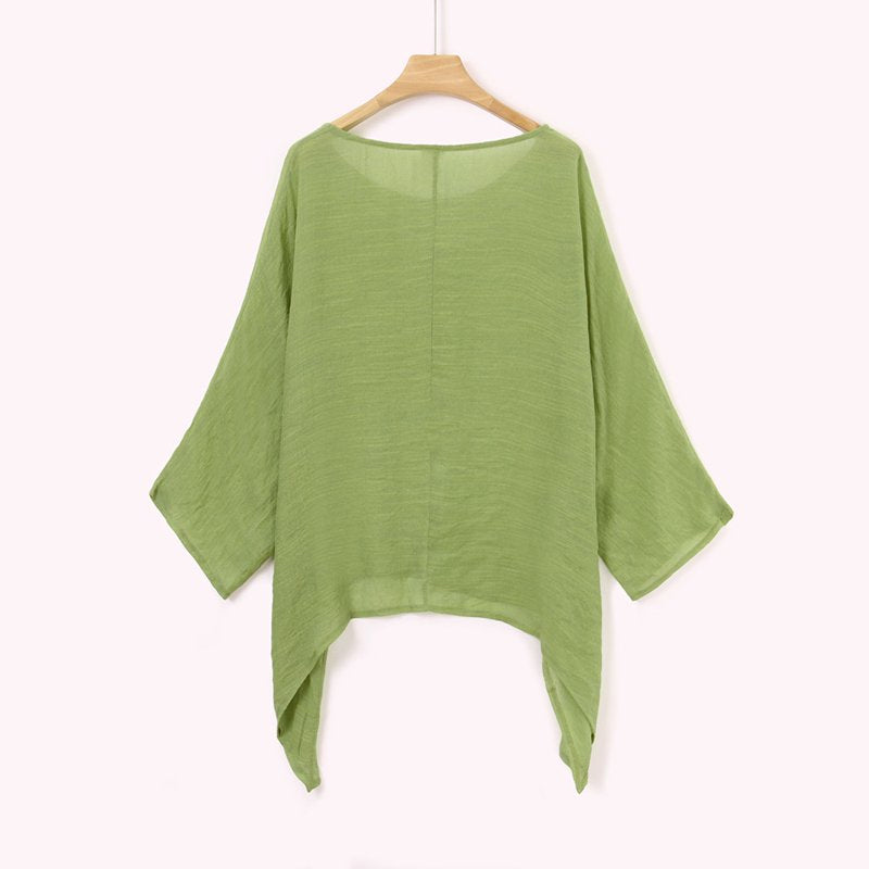 Solid Color Batwing Casual Loose T-shirt