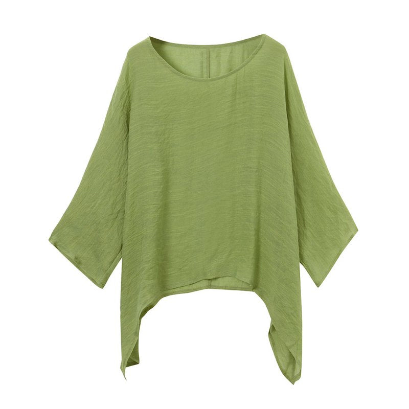 Solid Color Batwing Casual Loose T-shirt