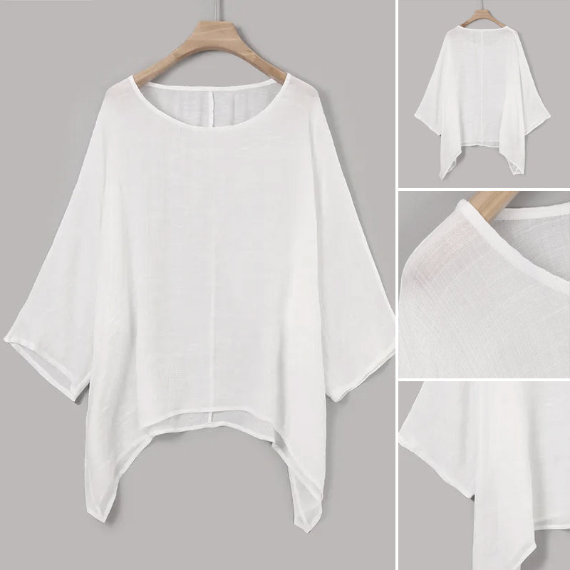 Solid Color Batwing Casual Loose T-shirt