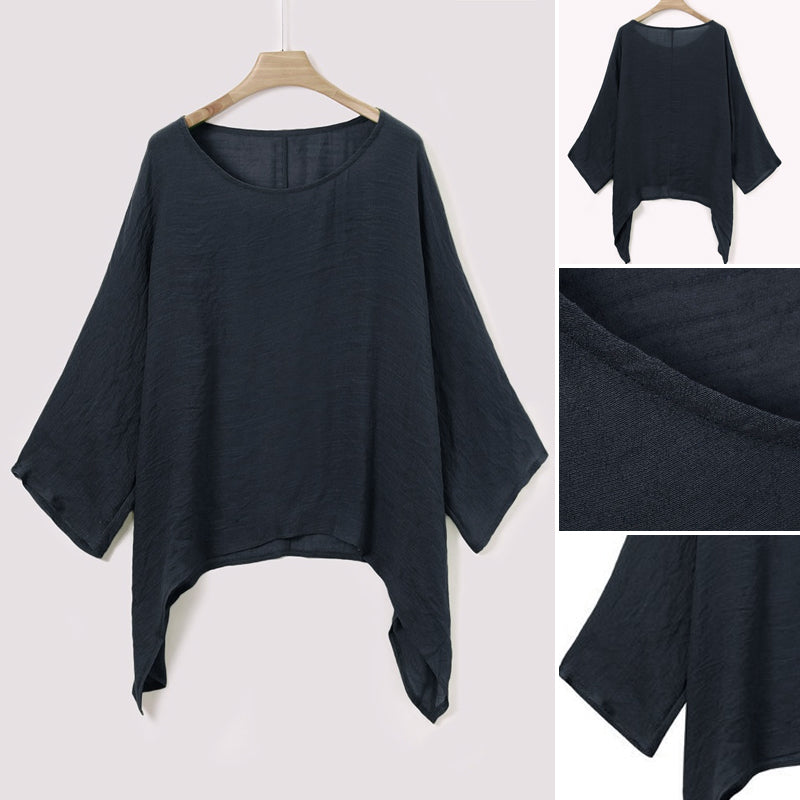 Solid Color Batwing Casual Loose T-shirt