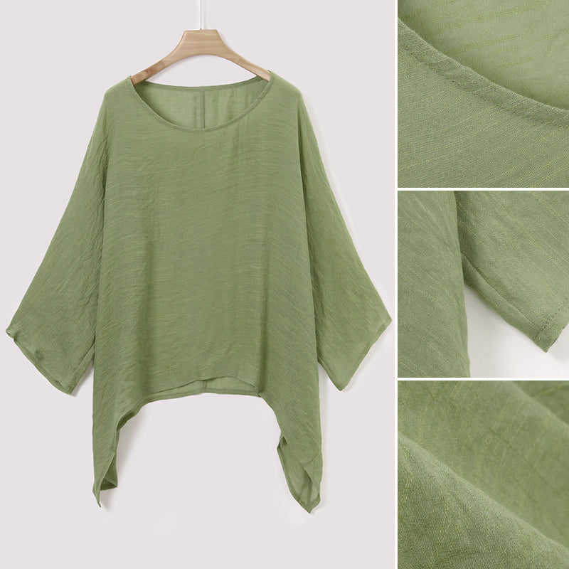 Solid Color Batwing Casual Loose T-shirt