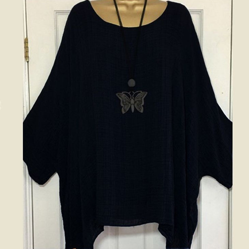 Solid Color Batwing Casual Loose T-shirt