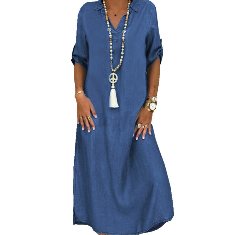 Women's Plain Denim Dress