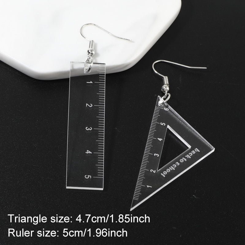 Asymmetrical Triangle Straight Ruler Earrings